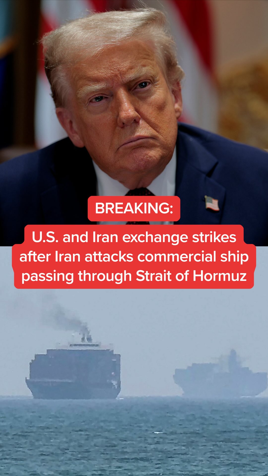 BREAKING: The U.S. launched a new series of strikes against Iran after Iranian forces attacked another commercial ship passing through the Strait of Hormuz.

Iran retaliated by launching attacks targeting U.S. military bases and facilities in Gulf states, including in Bahrain, Kuwait, Jordan, Qatar and Oman.

MS NOW’s @jacobsoboroff has the latest.

#breakingnews