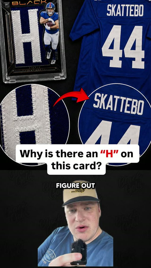 This Cam Skattebo patch card has a giant “H” on it… but there’s no H in Skattebo, no H in Cam, and no H in Giants... 🤔
So where did this patch actually come from? 

#collect #thehobby #giants #footballcards