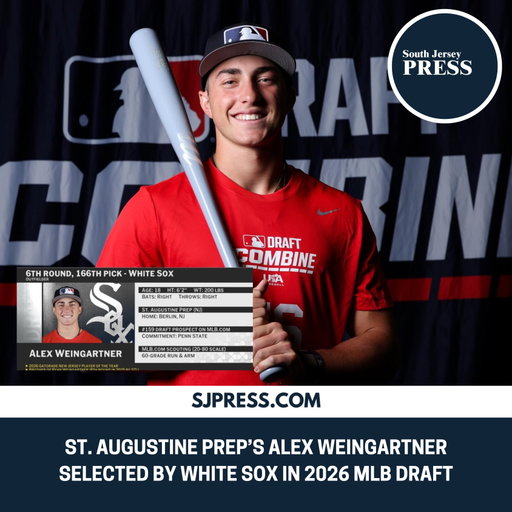 BREAKING: St. Augustine Prep’s Alex Weingartner has been selected No. 166 overall by the Chicago White Sox in the 2026 MLB Draft. Alex Weingartner is the first NJ high school player picked in the draft this year. 

In his last season, Weingartner was named the Gatorade N.J. Baseball Player of the Year, the South Jersey Press Player of the Year, and Press of Atlantic City Baseball Player of the Year.