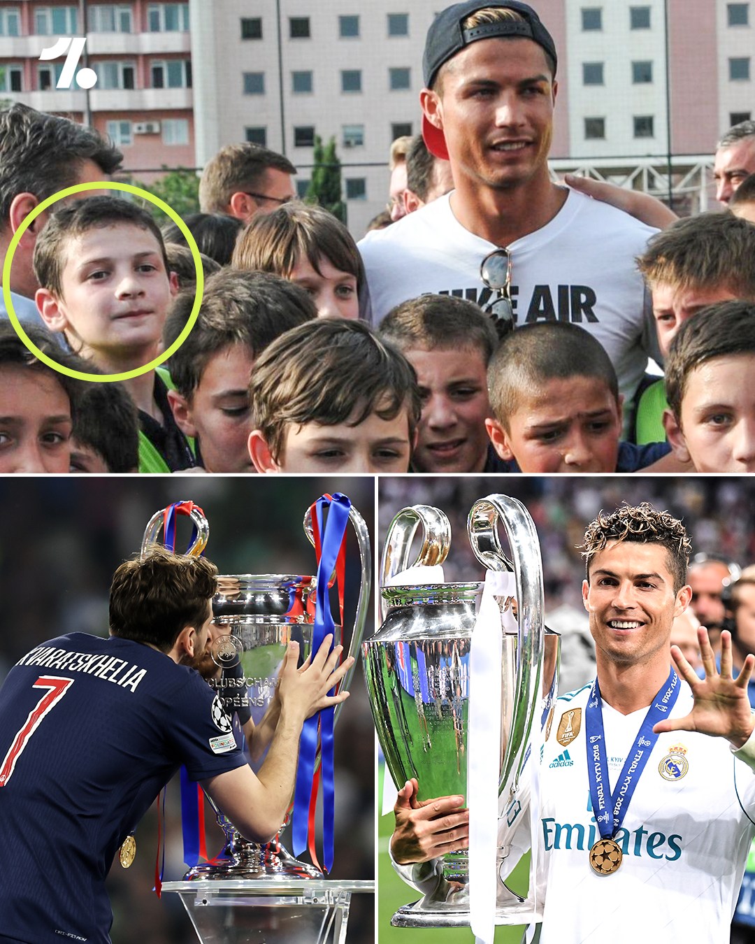 In 2013, Cristiano Ronaldo opened Dinamo Tbilisi’s academy in Georgia, with a certain Khvicha Kvaratskhelia among the children in attendance that day 🤯🇬🇪

Fast forward 13 years and Kvaratskhelia has twice won the same Champions League trophy that CR7 held FIVE times 🥹🏆

📸 fcdinamotbilisi
