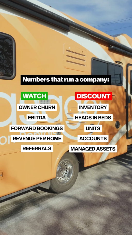 The numbers that run a company aren’t what you think. 
Property count and volume are pure vanity metrics. It doesn’t matter how many new doors you acquire if you haven’t built a sustainable operation to actually protect them. 
Growth on a leaky bucket isn’t growth, it’s just churn with a marketing budget. 
Average operators get distracted by generic supply-chain jargon like "units" and "inventory." The best operators look behind the dashboard at real health indicators: owner churn, revenue per home, and actual human relationships. Shift your metrics away from transactional size and focus heavily on retention, because keeping the owners you have is the ultimate business development strategy. #PortfolioStrategy #OperationalLeverage #ShortTermRentals #ScaleSmart