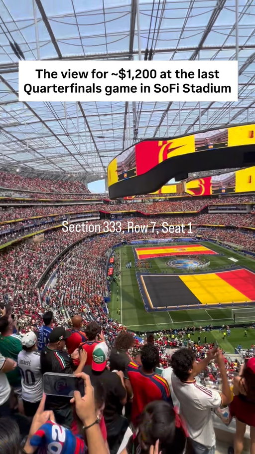Completely packed house for Spain vs Belgium 

Is SoFi Stadium the most elite viewing experience for a World Cup match? 

#TickPick #worldcup #fifaworldcup2026#worldcup2026 #fifa