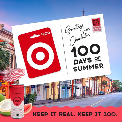 📮 Postcard #4 has arrived... Greetings from Charleston! ☀️
Charleston knows how to do summer. From beach days and boat rides to sunset walks and farmers markets, every adventure is better with an ice-cold 100 Coconuts + Watermelon. 🍉🥥
This week’s giveaway:
✨ $200 Target Gift Card
✨ A case of 100 Coconuts
Ready to win?
1️⃣ Follow @100Coconuts @target 
2️⃣ Tag someone you’d spend the perfect summer day with. ☀️
3️⃣ Tell us your go-to summer hobby or activity! Beach days? Pickleball? Hiking? Paddleboarding? Reading by the pool? We want to know! 🌴
Winner announced in our Stories!
Here’s to chasing sunshine, making memories, and staying hydrated all summer long. See you next Monday for another postcard destination! ✈️☀️
Keep it Real. Keep it 100. 🥥🍉

#target #100coconuts #wellness #summer 

Giveaway Terms: Open to U.S. residents, 18+ only. No purchase necessary. Winner will be selected at random and announced via our Stories. Beware of fake accounts—100 Coconuts will only contact winners from @100Coconuts and will never ask for payment or financial information. Prize is non-transferable and not redeemable for cash. By entering, participants agree to release and hold harmless 100 Coconuts and its affiliates from any liability related to this giveaway. This promotion is not sponsored, endorsed, administered by, or associated with Instagram or Target and its affiliates.