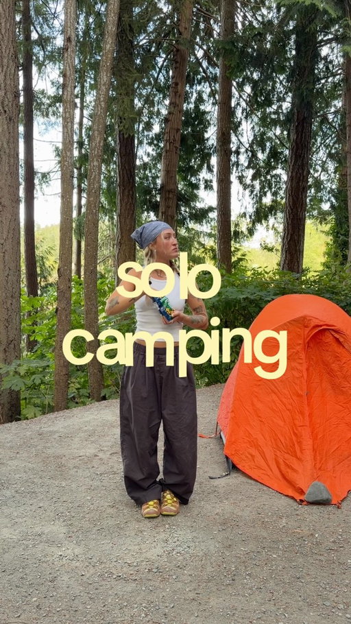 me a few years ago wouldn’t believe how comfortable I am solo camping now. 

I am lucky to have a brain that doesn’t spook easily, but just like anything, practice makes it easier! This time I stayed at a front country site with a lot of families nearby which helped me feel a bit safer. 

here’s a peek at what I get up to 🫶🏼

#solocamping