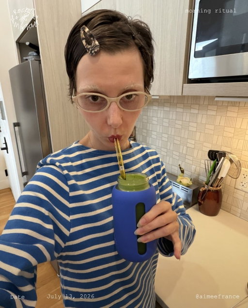 @aimeefrance’s morning ritual

[breakfast] is my favorite meal of the day, I love the ritual of sitting down and taking my time to eat first thing in the morning. 

I have been into rocky’s matcha Horii Shichimeien Ceremonial Blend. It’s smooth, creamy, and a bit umami with a sweet finish. This drink is so hydrating and refreshing, sometimes I’ll even freeze the coconut water and make a coconut water matcha slushie.

currently enjoying...

I meal prep a ton of them and then freeze so I can have at my leisure, I never label the flavors so it’s always a fun surprise to see which flavor I get.

@aimeefrance’s morning ritual
