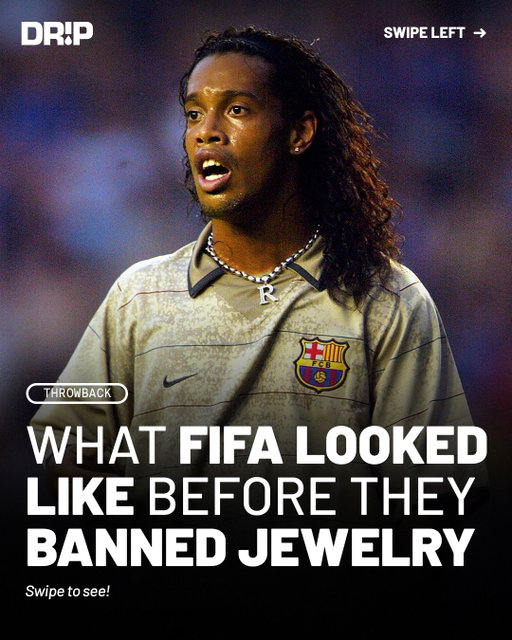 Follow @DRIP for more content like this ‼️ Before today’s strict no jewelry rule, necklaces, rings, bracelets, and even watches occasionally made appearances on the field. As concerns over player safety grew, FIFA introduced and later tightened its regulations, making jewelry prohibited during matches to reduce the risk of injury. Would y’all want to see players wear jewelry again?