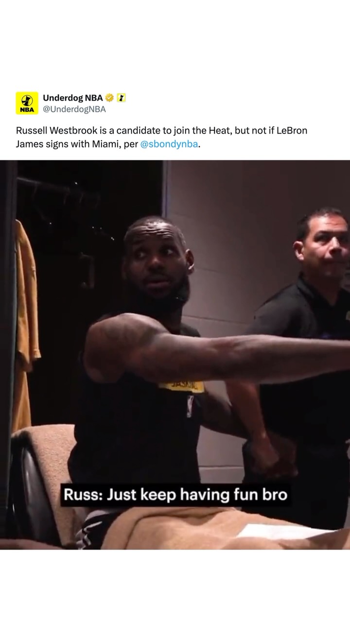 LeBron was not a fan of Westbrook after this 😭

News: Russell Westbrook is a candidate to join the Heat, but not if LeBron James signs with Miami, per Stefan Bondy
