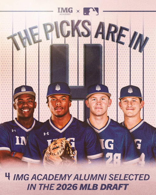 Dreams became reality over the weekend 🤩
 
@zionrose4 ➡️ @kcroyals @bneal16 ➡️ @reds @cam31johnson ➡️ @whitesox @maxkaufer14 ➡️ @rangers
 
Congratulations to the IMG Academy Baseball alumni selected in the 2026 MLB Draft! 👏
 
With this year’s class, 77 IMG Academy Baseball alumni have now been selected in the MLB Draft, continuing the program’s tradition of developing talent at the next level!