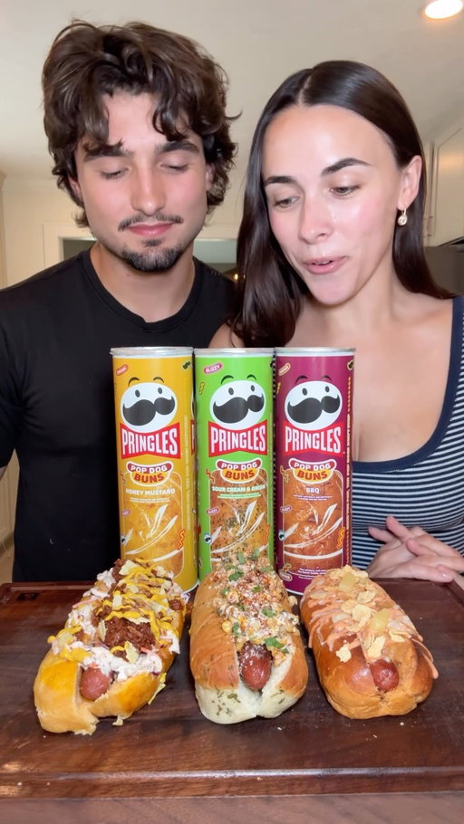 Pop dog flight with @pringles Pop Dog Buns, these were amazing!! #PringlesPartner 

Our recipes, which are also included in the bag, can be found below:

STREET CORN POP DOG
1. Wrap a slice of bacon around your fave hot dog and grill to perfection.
2. Toss the bacon-wrapped hot dog in a Pringles Sour Cream & Onion Pop Dog Bun.
3. Combine 2 cups corn, 2 tbsp melted butter, cup mayo, ¼ cup sour cream, ½ cup cotija cheese, 1 tbsp lime juice and 2 tbsp cilantro. Let mixture marinate.
4. Top the corn mixture (aka esquites) onto the hot dog (aka perrito).
5. Add another happy helping of cotija cheese.
6. Sprinkle chili lime seasoning on top.
7. Enjoy the poppin’ flavor!

COLOMBIAN-STYLE POP DOG
1. Start by tossing a cooked hot dog into a Pringles BBQ Pop Dog Bun.
2. Add shredded mozzarella cheese, then heat it up to get it nice and melty.
3. Scoop pineapple jam on top and spread it evenly.
4. Drizzle on some pink sauce (It’s just two parts mayo and one part ketchup).
5. Garnish with crushed Pringles BBQ crisps for some added crunch.
6. Enjoy the poppin’ flavor!

CHILI SLAW POP DOG
1. Toss a cooked hot dog into a Pringles Honey Mustard Pop Dog Bun.
2. Spoon on your favorite chili. Homemade. Premade. It’s your tasty adventure...
3. Add a happy helping of coleslaw, then top with crispy onion strips.
4. Drizzle on classic yellow mustard. Dijon if you’re feeling fancy.
5. Garnish with crushed Pringles Honey Mustard crisps for some added crunch.
6. Enjoy the poppin’ flavor!