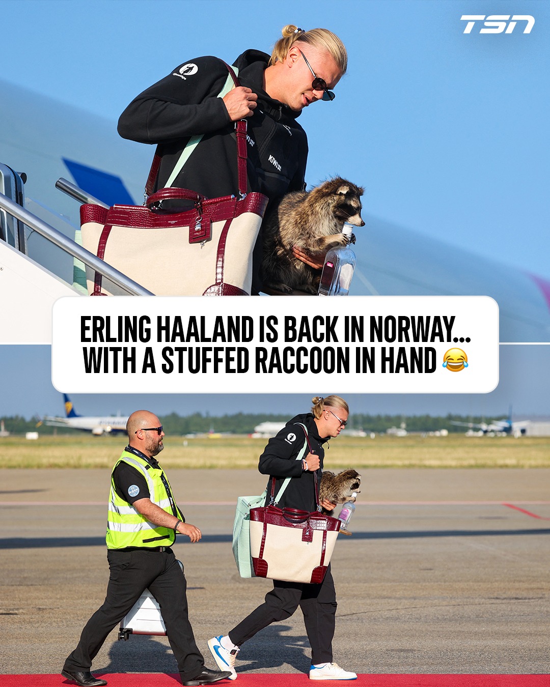 Erling Haaland brought home a souvenir from the #FIFAWorldCup 😂

🎥: NRK