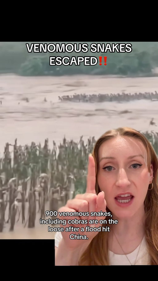 900 venomous snakes, including cobras escaped a breeding farm in China during flood #scaryvideos #snakesoftiktok #scarystories #scaryfacts #creepyvideos