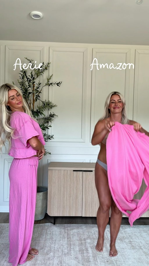 say yes for the 🔗!! 🌸 

I seriously had to do a double take 🤯 !!! This Amazon set is almost IDENTICAL to the Aerie version… such a good look for less! Same effortless oversized fit, same lightweight feel, and the same cute, comfy look for a fraction of the price and this one’s fully in stock and comes in 7 colors!!

Amazon matching set, Aerie look for less, Amazon fashion, lounge set, comfy matching set, summer outfit, vacation outfit, travel outfit, oversized matching set, affordable fashion, mom style, casual outfit, Amazon clothing, viral Amazon finds, pink matching set, everyday outfit.

#amazonfinds #aerie #matchingset #summerstyle #affordablefashion