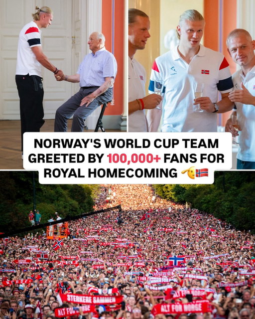 More than 100,000 fans welcomed Norway home after its best-ever World Cup finish 🇳🇴🔥

The team also visited the Royal Palace, where Haaland met King Harald and the royal family 🥂