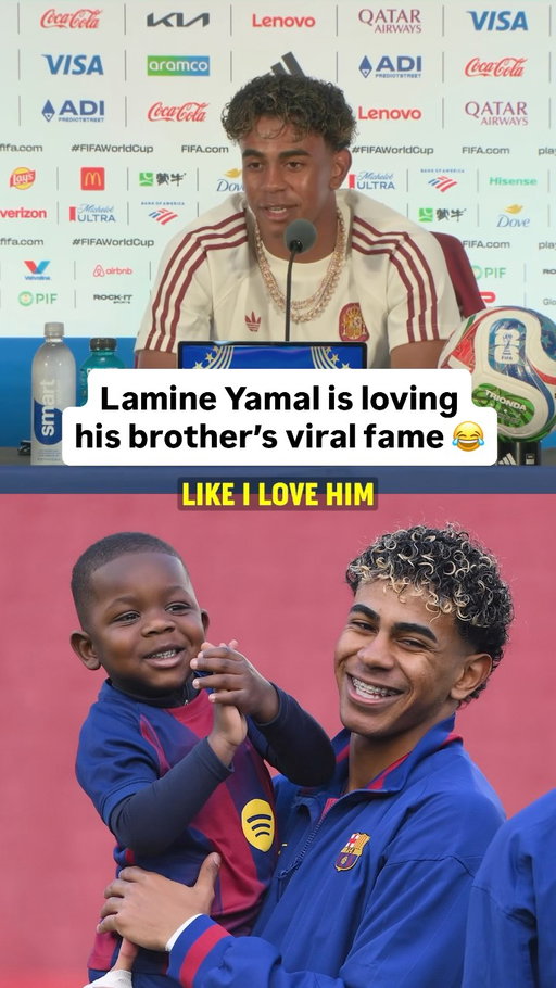 Lamine Yamal’s 3-year-old brother Keyne has become a viral sensation at the #FIFAWorldCup… and Lamine loves to see it 🥹👏