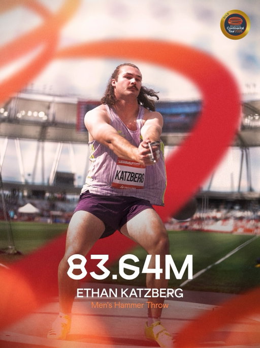 KING OF THE HAMMER 🔨

🇨🇦’s Olympic and world champ @ethankatzberg launches 83.64m at the Gyulai Istvan Memorial, 0.31m further than his previous world lead in the men’s hammer throw.

He even threw an 83.55m in the mix 🥵

📸 @christelsaneh 

#ContinentalTourGold