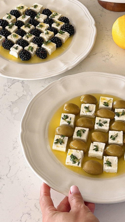 A simple appetizer, styled two beautiful ways ✨

Feta with olives, fresh thyme and olive oil or feta with blackberries for a fresh, unexpected twist.

Which one would you choose: olives or blackberries?

#aestheticblog #cozyhome #foodaesthetic #beautifulfood #homediaries