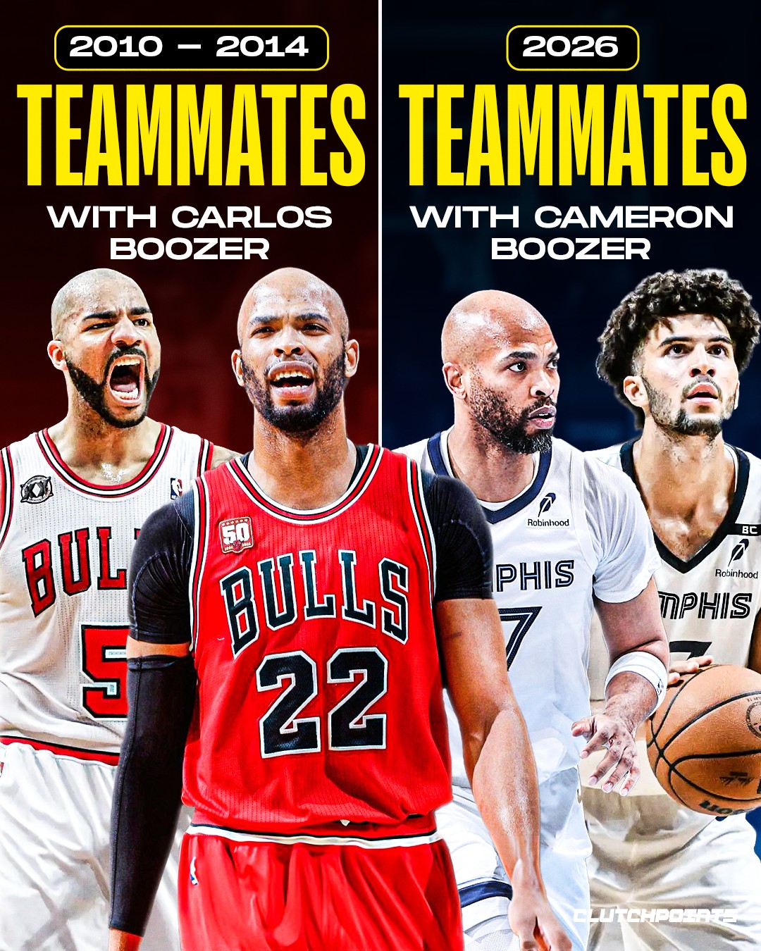 LeBron James isn't the only player defying Father Time.

Taj Gibson has been around long enough to witness basketball come full circle.

He once shared the floor with Carlos Boozer.

Now, he's teammates with Carlos' son, Cameron Boozer.

One NBA career.

Two basketball generations.

That's the kind of longevity that deserves more appreciation. 👏