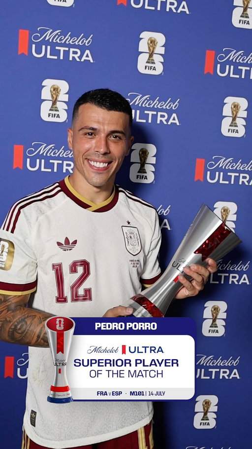 A dream comes true for @pedroporro29_ as he takes home Superior Player of the Match and sends Spain to the FIFA World Cup™ Final. #SuperiorPOTM