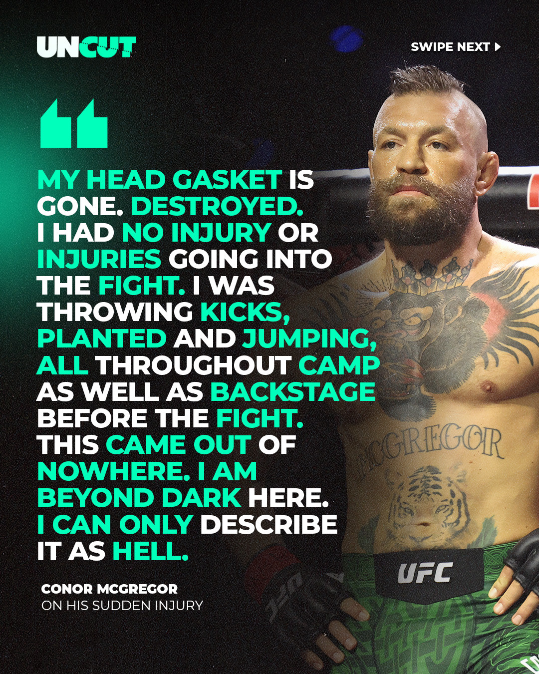 Conor McGregor says he suffered a serious injury out of nowhere before his scheduled fight and insists he had no issues throughout training 🥊⁠
⁠
The UFC star says he was fully prepared before the injury, adding that he plans to recover and return, while no official diagnosis has been announced 🚨⁠
⁠
What do y'all think⁉️👀