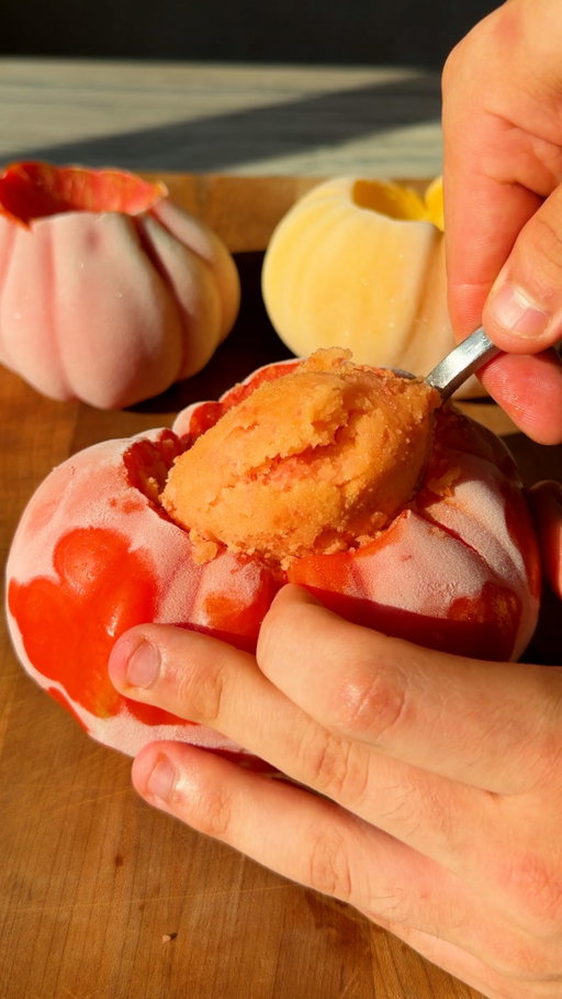 Two Ingredient Tomato Sorbet was the obvious next evolution of the melon trend. A must try!

#recipe #cooking #easydessert #tomatoes