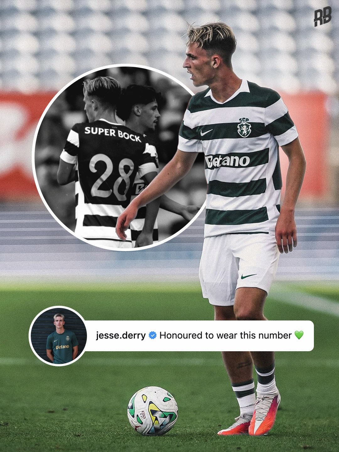 Jesse Derry made his debut for Sporting CP during a 4-1 win over Celtic… and his shirt number caught the eye. 👀👕

The 19-year-old joined on loan from Chelsea this week and is now wearing the iconic number 28 shirt that Cristiano Ronaldo wore during his time at Sporting.

He posted that it is an “honour to wear this number” on his IG story today. 📸

Looks like it’s time to Run It Back. 🔙✨