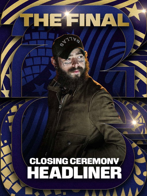 @postmalone will headline the FIFA World Cup 2026™ Closing Ceremony! 

The biggest #FIFAWorldCup in history deserves the biggest send-off. Sunday 19 July. New York New Jersey Stadium. 90 minutes before the final.