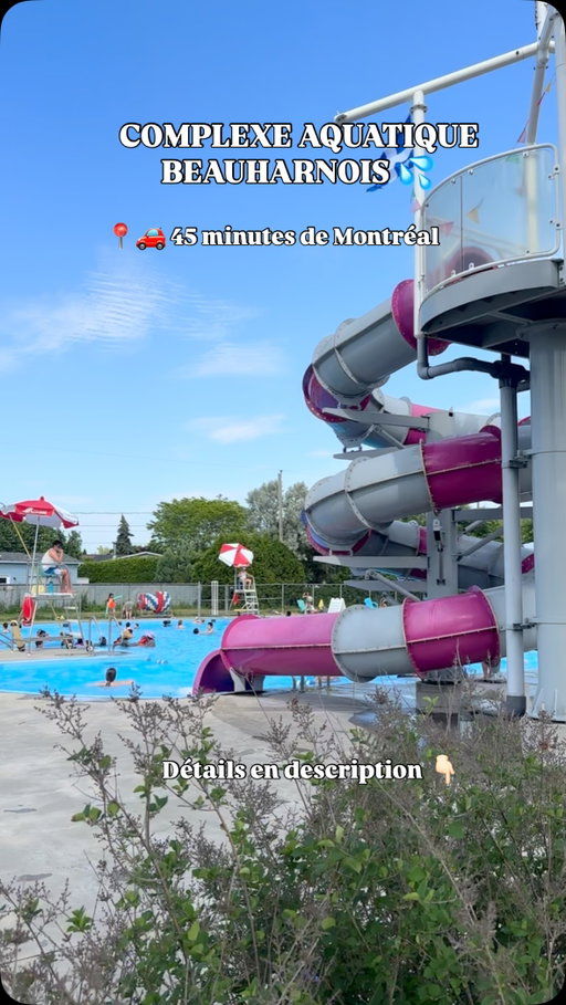 📍 Complexe aquatique extérieur de Beauharnois
864, boulevard Cadieux, Beauharnois
🚗 À environ 45 minutes de Montréal

À la recherche d’une belle sortie familiale pour vous rafraîchir cet été? ☀️ Le Complexe aquatique de Beauharnois est une excellente option, surtout avec de jeunes enfants! On y retrouve une grande variété d’installations et juste à côté, un parc et des jeux d’eau pour prolonger le plaisir. 

🏖️ Ce qu’on y trouve :
👶 Grande pataugeoire avec module de jeux
🏊 Bassin chauffé avec entrée plage en pente douce
🛝 Glissade aquatique de 4 m
💦 Rivière à remous
🌳 Parc et jeux d’eau juste à côté
🚗 Stationnement gratuit
🦺 Vestes de sauvetage disponibles gratuitement
🥤 Breuvages, collations et crème glacée en vente sur place
🚿 Grands vestiaires avec casiers et douches 

🕒 Horaire du bain libre (20 juin au 16 août 2026)

• Lundi : 11 h 30 à 19 h
• Mardi : 10 h 30 à 17 h
• Mercredi : 11 h 30 à 17 h 30
• Jeudi : 10 h 30 à 17 h
• Vendredi : 11 h 30 à 19 h
• Samedi : 10 h 30 à 18 h (nage libre de 9 h à 10 h 15)
• Dimanche : 10 h 30 à 18 h

💰 Tarifs 2026
Les tarifs varient selon l’âge, le statut de résident ou non-résident ainsi que les forfaits. Au moment de la publication, la grille tarifaire 2026 n’est pas affichée publiquement. Nous vous recommandons de consulter le site de la Régie Beau-Château ou de communiquer avec le complexe avant votre visite. 

☀️ Une belle activité estivale à moins d’une heure de Montréal!

Amusez-vous et suivez @montreal.withkids pour encore plus d’idées d’activités familiales à Montréal et aux alentours!

#kidfriendly #montreal #quebec #canada #kids activities activitieswithkids outingswithkids outdoors activités montrealfamily montrealblog activitésenfants lifeinMontreal lifeinCanada MontrealKids family summer hiddengems montrealfamilies