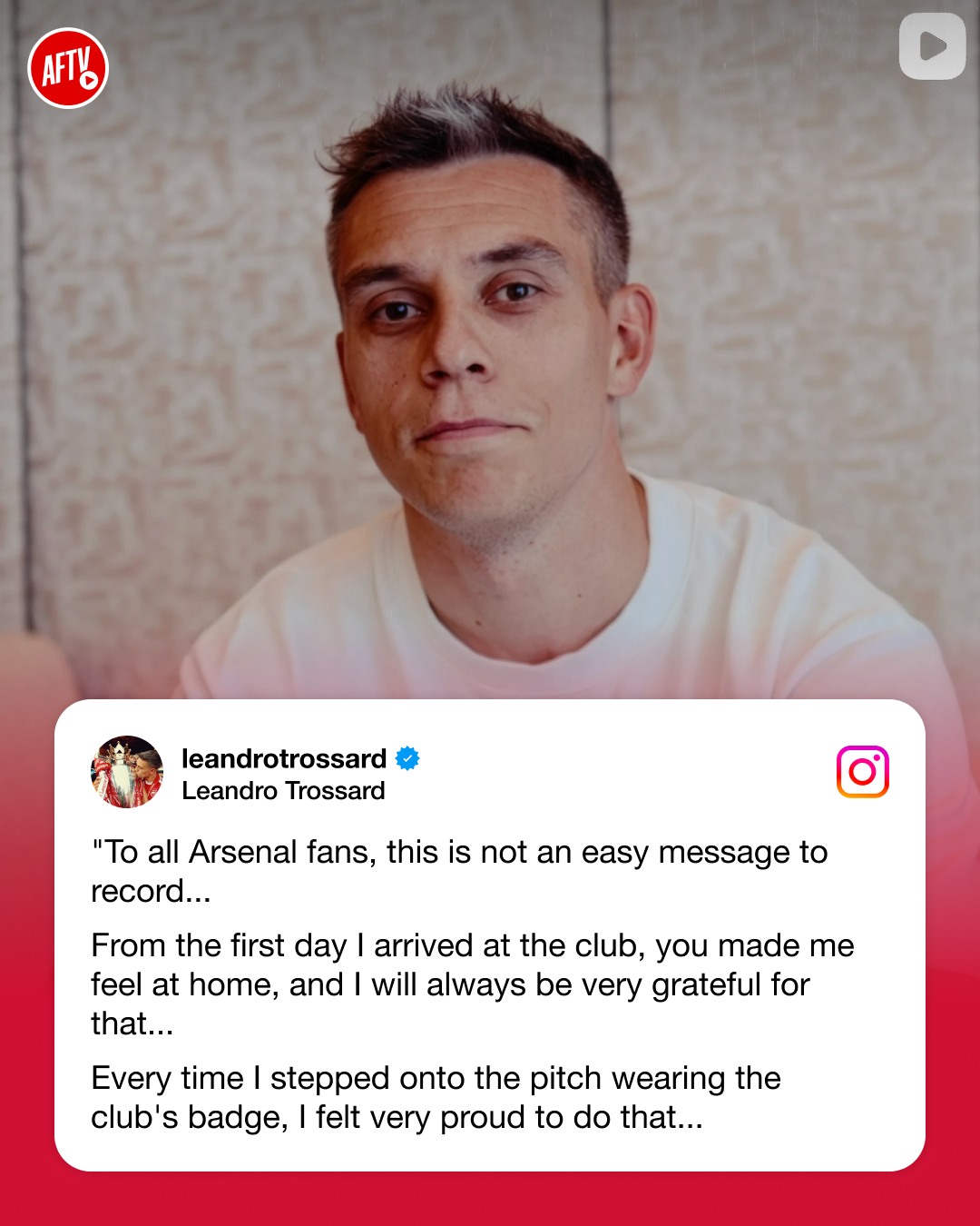 Leandro Trossard recorded an emotional goodbye message as he left Arsenal as a Premier League champion to join Beşiktaş this summer... ❤️

For three and a half years, you gave us more than we could've ever asked for. Thank you, Leo. You'll always have a special place in our hearts. ❤️

Take good care of our 𝐂𝐋𝐔𝐓𝐂𝐇 𝐊𝐈𝐍𝐆, @besiktas! 🤝