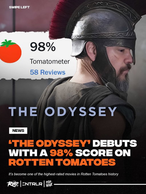 ‘The Odyssey’ is receiving widespread praise ahead of its release on Friday, July 17th‼️

Early reviews of the adaptation currently hold a near-perfect 98%-99% score on Rotten Tomatoes 🤯

This rating surpasses Christopher Nolan’s previous hits like ‘The Dark Knight’ and ‘Oppenheimer,’ making it the highest-rated film in his directing career 🔥

Are y’all excited for the movie⁉️🍿