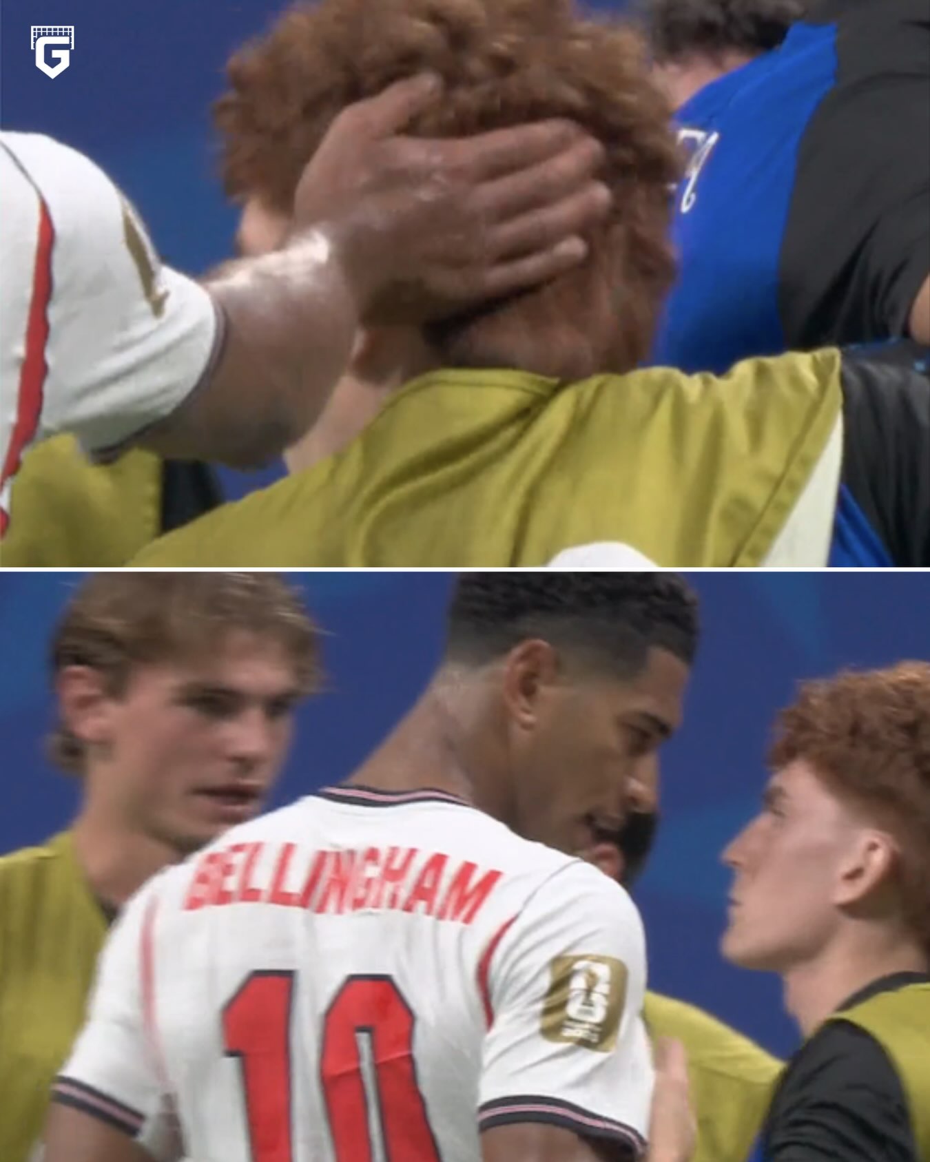 Things kicked off after full time after Jude Bellingham slapped Valentin Barco on the back of the head...

Morgan Rogers was also seen having a go at Lautaro Martinez 😳

No love lost.