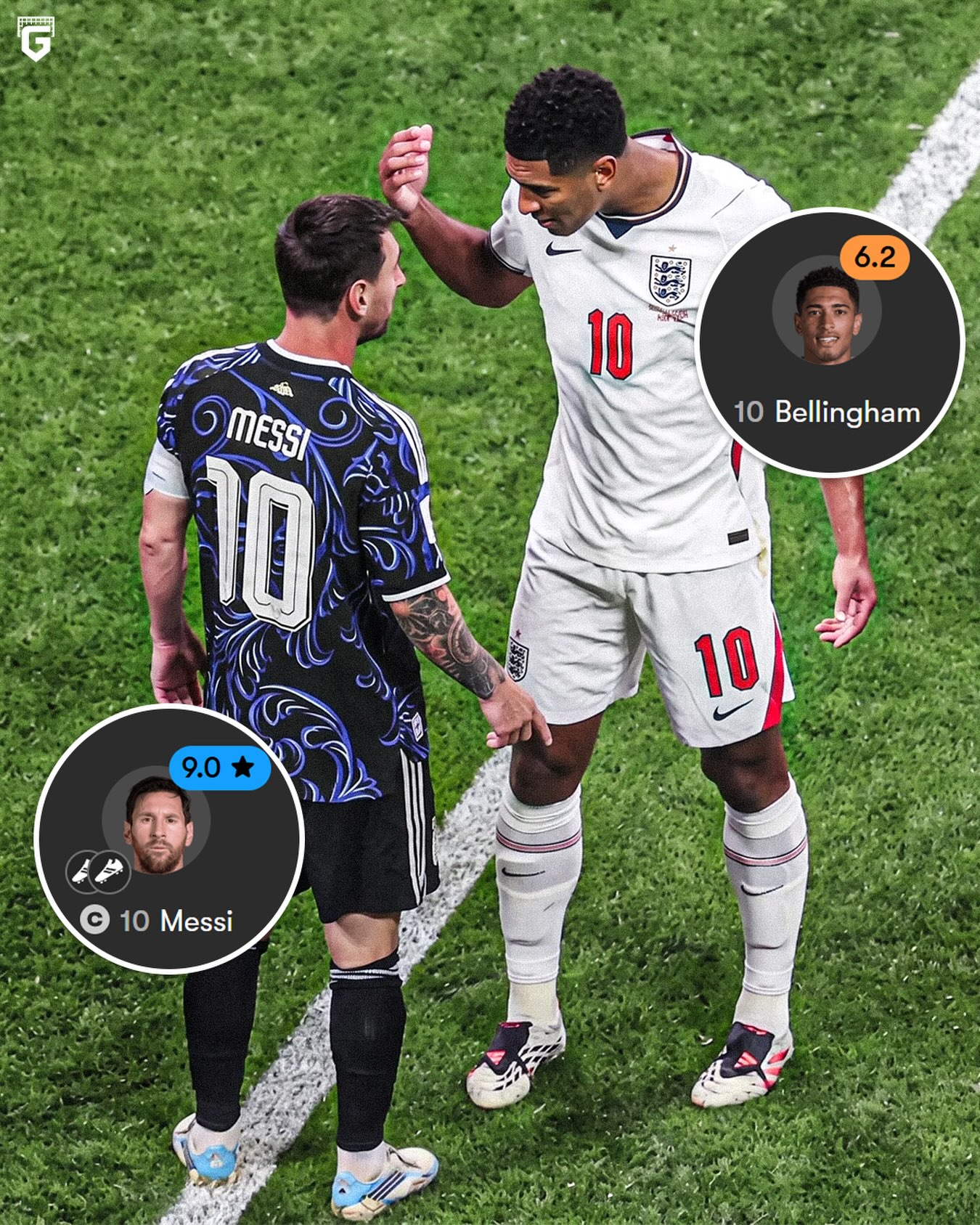 Stepping to the king is no easy task…

Jude Bellingham sharing some words with Messi in the first half and it aged like milk.

Messi reminding everyone in case they forgot who they call ‘Dios del futbol’ 👑