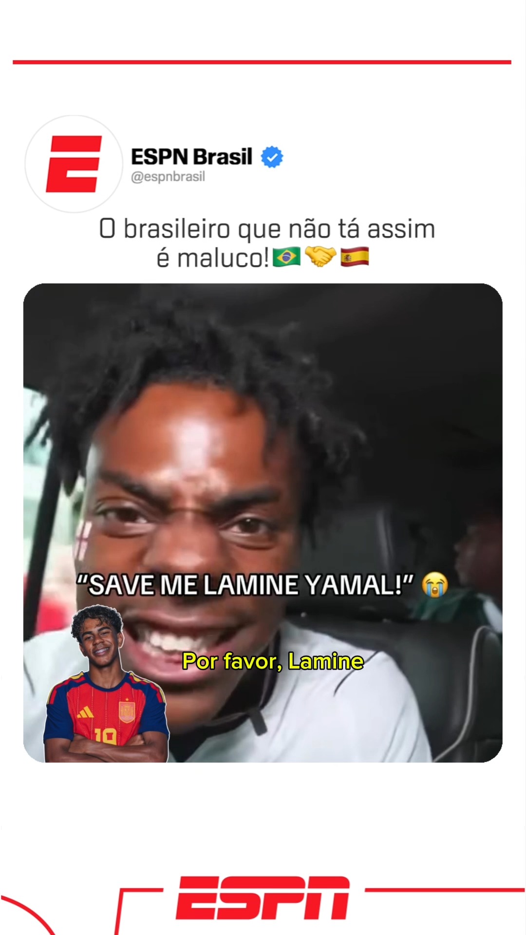 "ME SALVE, LAMINE YAMAL!" 😅

Speed, fã declarado de Cristiano Ronaldo, representou os brasileiros e pediu para Lamine Yamal não deixar a Argentina de Messi vencer outra Copa do Mundo. A Seleção Argentina se classificou para a final após a virada contra a Inglaterra. 

 (via @ishowspeed / @sportscenter ) 

👉 Assista à Copa do Mundo FIFA pela CazéTV, no #DisneyPlus, sem custo adicional.

#ESPN2026 #FIFAWorldCup #Argentina #Espanha #LamineYamal
