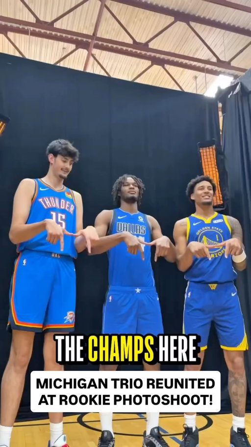 @umichbball championship trio Yaxel Lendeborg, Morez Johnson Jr. & Aday Mara reunited and it feels so good! 🥹