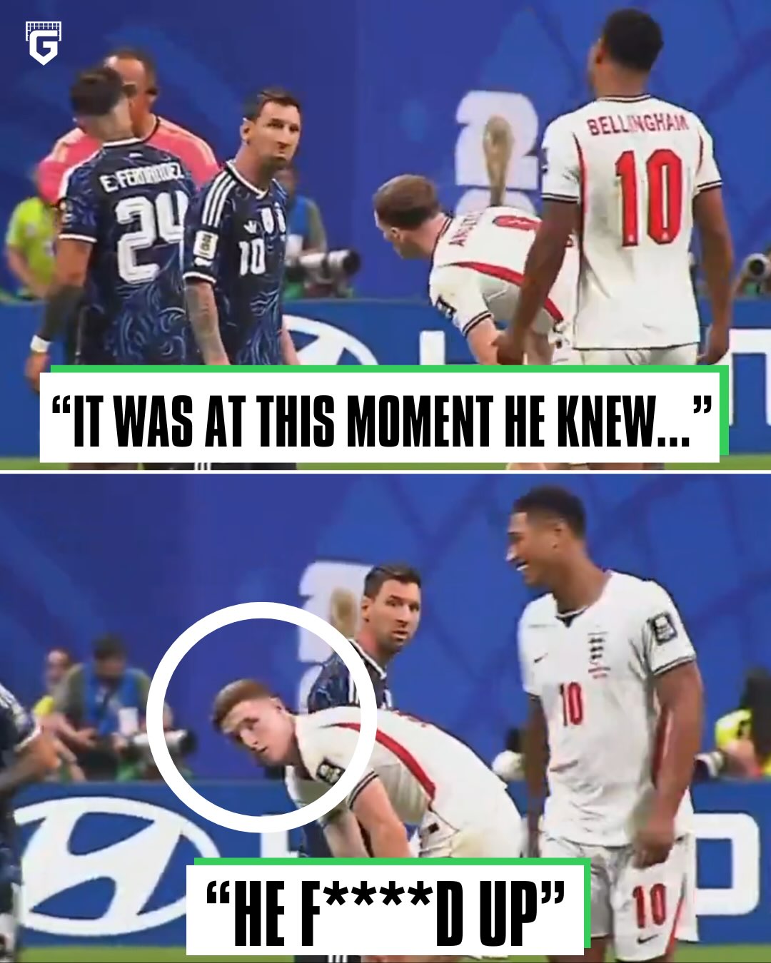 Jude Bellingham having a go at Lionel Messi did not go to plan... Elliot Anderson knew right away 😅

From that point on, the Argentine players were having a go at Jude Bellingham the ENTIRE match 😤

Cuti Romero was seen celebrating passionately in his face at full time, egging him on 😳

Odds by @stake