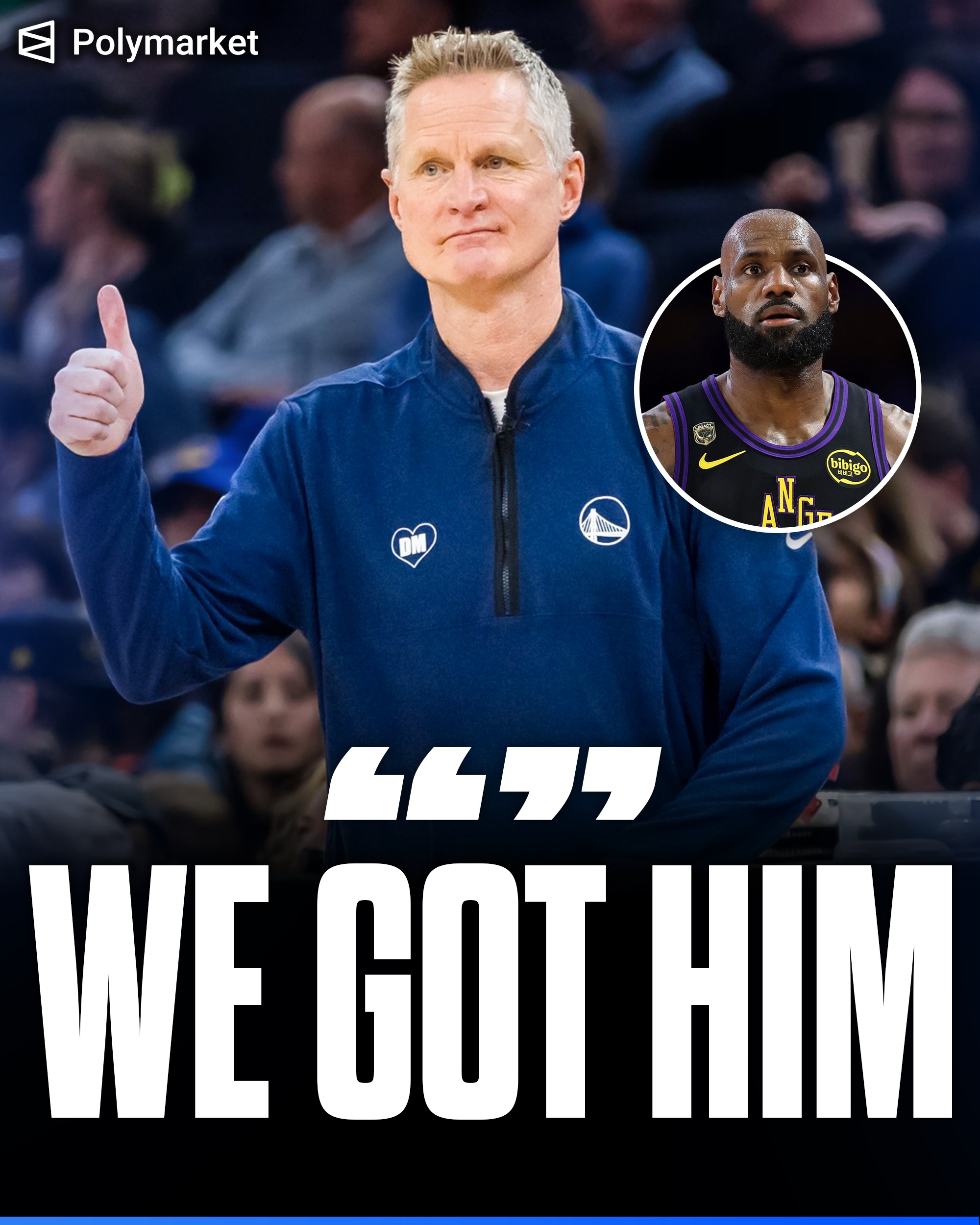 Steve Kerr to a Warriors fan asking for them to sign LeBron James:

“Oh we got him.” 

Did Kerr just leak it? 

Via warriorsworld on X