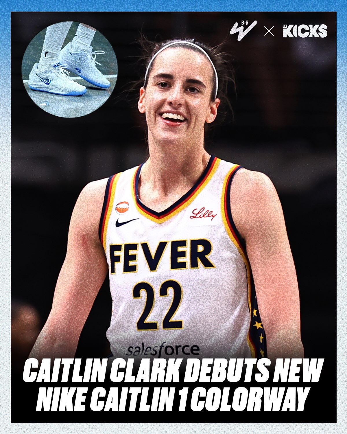 Caitlin Clark’s white Nike Caitlin 1 is officially on court 👀🔥

After teasing the pair earlier this week, she debuted the colorway against the Valkyries