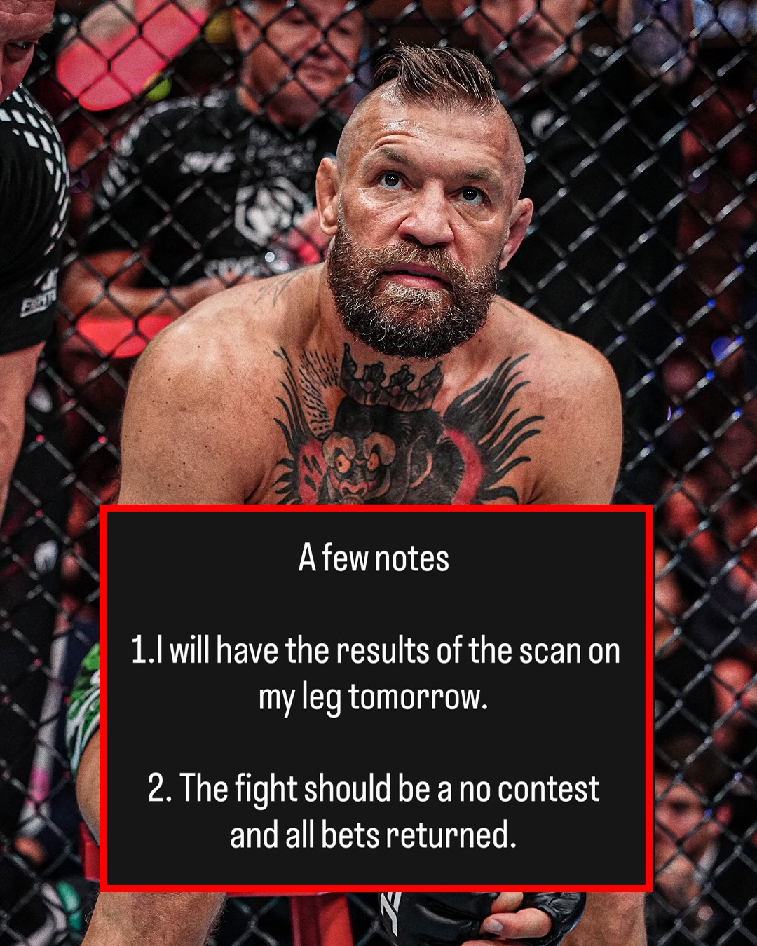 Conor McGregor posted a message to social media Wednesday night.