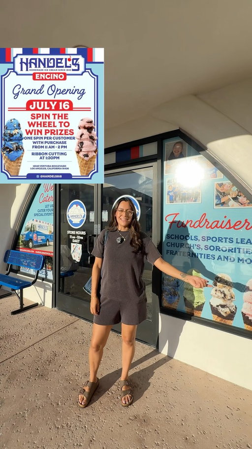 👀 NEW @handels818 in 📍Encino ! Come enjoy their GRAND OPENING tomorrow 🍦🍨 & let me know your favorite Icecream order so I can try it 🫶#sfv #handelsicecream #grandopening #icecream #encino