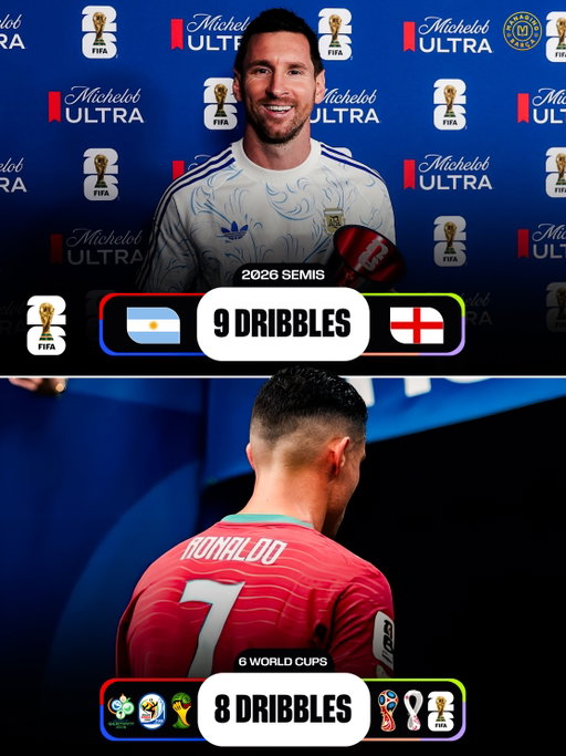 🚨🤯 𝐈𝐍𝐒𝐀𝐍𝐄 𝐒𝐓𝐀𝐓: Lionel Messi completed MORE dribbles in ONE World Cup semifinal against England (9) than Cristiano Ronaldo has completed across his LAST FOUR World Cups COMBINED (8). 🇦🇷🐐

One game. Four tournaments. Levels. 

[@sofascore_football]