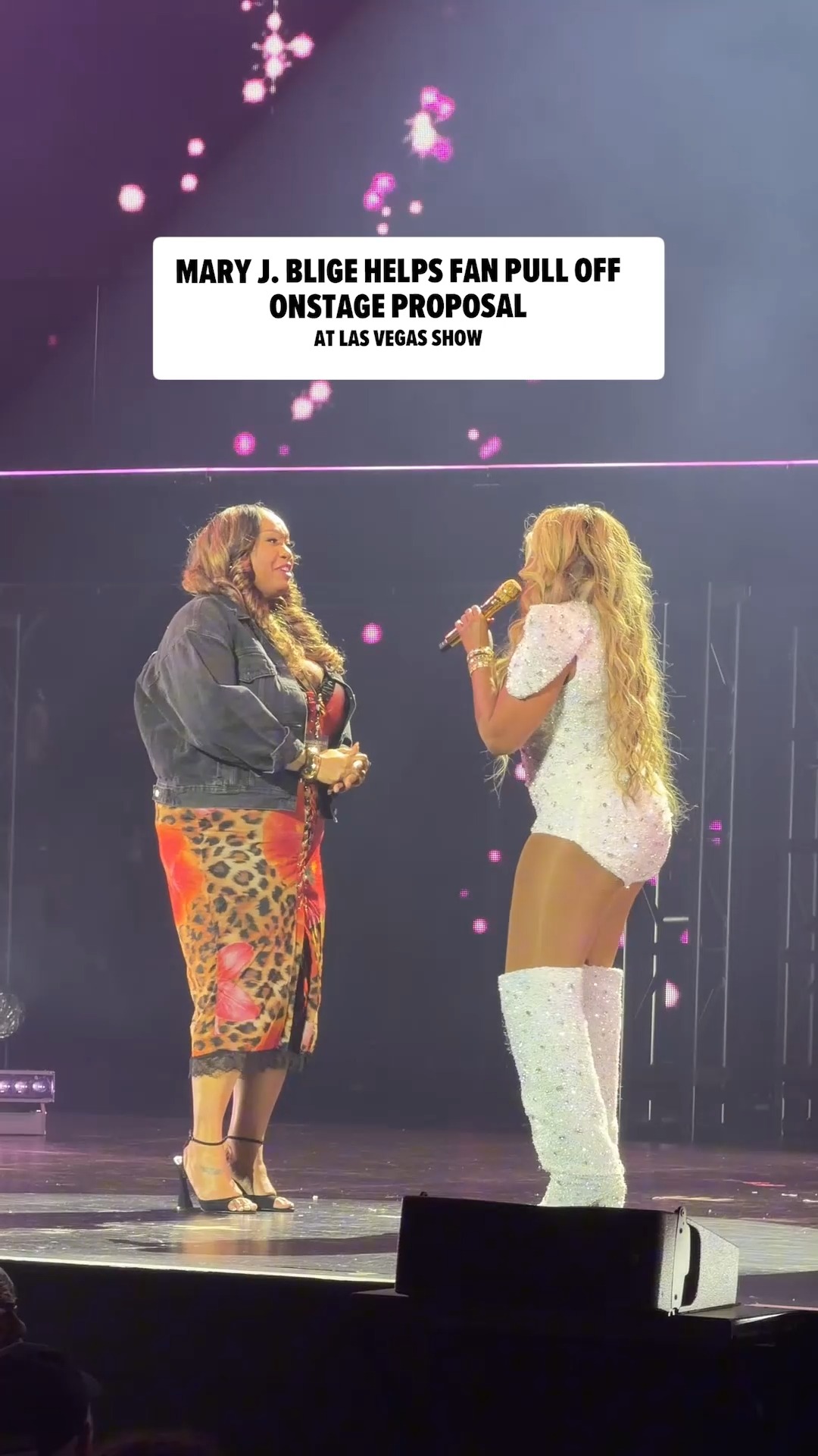 Mary J. Blige helped pull off a surprise proposal for one lucky couple at her "My Life, My Story" residency in Las Vegas during NBA Summer League week. ❤️

🎥: instagram/ @jpasc24