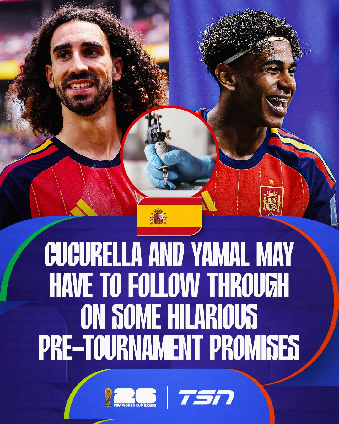 Marc Cucurella and Lamine Yamal are one win away from potentially following through on some crazy promises made before the tournament 😅

(via: LamineYamal/YT, partidazocope/YT)

#FIFAWorldCup