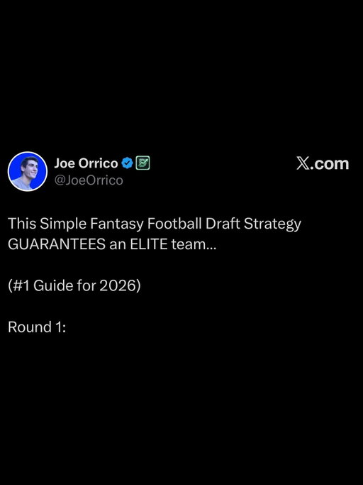 This Simple Fantasy Football Draft Strategy GUARANTEES an ELITE team…

(Number 1 Guide for 2026)

—

Round 1

Pick your Hero WR.

This strategy works from any draft position, 1 through 12.

Early Pick

* Ja’Marr Chase
* Puka Nacua

Mid Pick

* Jaxon Smith-Njigba
* Amon-Ra St. Brown

Late Pick

* Justin Jefferson
* CeeDee Lamb

They CLEAR any other WRs.

The time will come for RB…

—

Rounds 2 and 3

Double up on RBs.

Round 2 Targets

* Saquon Barkley
* Omarion Hampton
* Chase Brown
* Ken Walker

Round 3 Targets

* Javonte Williams
* Kyren Williams
* Breece Hall
* Josh Jacobs

At this point, you probably have one of the best RB rooms in the league…

—

Round 4

Go for a high-ceiling WR2.

WR Targets with ELITE WR1 Ceiling

* Ladd McConkey
* Davante Adams
* Garrett Wilson
* Emeka Egbuka

It’s okay these WRs are a bit riskier…

You have a Hero WR from Round 1 carrying the position.

We’re done with WR for a little while…

—

Round 5

One more RB pick before the dead zone.

Handful of Strong RBs to Target

* Quinshon Judkins
* David Montgomery
* TreVeyon Henderson
* D’Andre Swift

High-upside RB2 in the flex? Yes please.

Basically forming a Robust RB team with very good WRs…

—

Rounds 6 and 7

Best time to draft TE and QB.

Don’t be afraid of these positions.

No need to punt them if there’s genuinely good value on the board.

Best TE Picks

* Harold Fannin
* Sam LaPorta
* Tucker Kraft

Best QB Picks

* Jalen Hurts
* Justin Herbert
* Caleb Williams

—

Rounds 8+

Grab WRs first, then hunt for value.

Best WR Picks

* Parker Washington
* Quentin Johnston
* Jakobi Meyers
* Ricky Pearsall

Best RB Picks

* JK Dobbins
* Rico Dowdle
* Jordan Mason
* Jonathon Brooks

—

Target These Late-Round Sleepers

* Chig Okonkwo
* Keaton Mitchell
* Jalen McMillan
* Tank Dell

#fantasyfootball #nfl #fantasyfootballadvice #fantasyfootball2026 #fantasyfootballdrafts