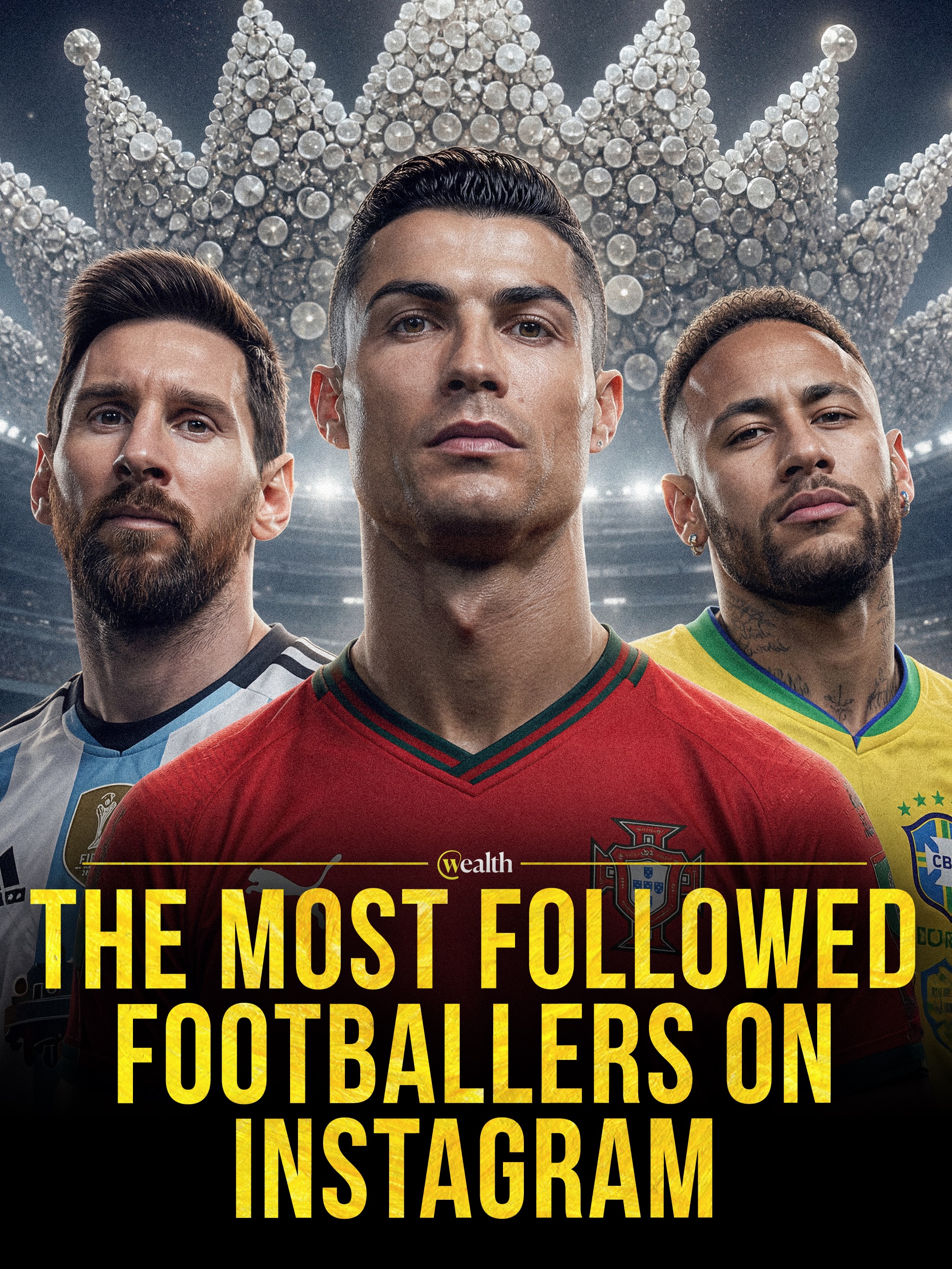 Two footballers each have more than 500 million Instagram followers. ⚽️📱

Cristiano Ronaldo has 676 million followers, 164 million more than Lionel Messi at 512 million. Neymar ranks next with 241 million, followed by Kylian Mbappé with 135 million.

Retired stars still attract huge audiences: David Beckham has 87 million followers and Ronaldinho has 80 million. Ronaldo alone has more followers than the six accounts from Beckham through Sergio Ramos combined.

#CristianoRonaldo #LionelMessi #Football #Instagram #SocialMedia