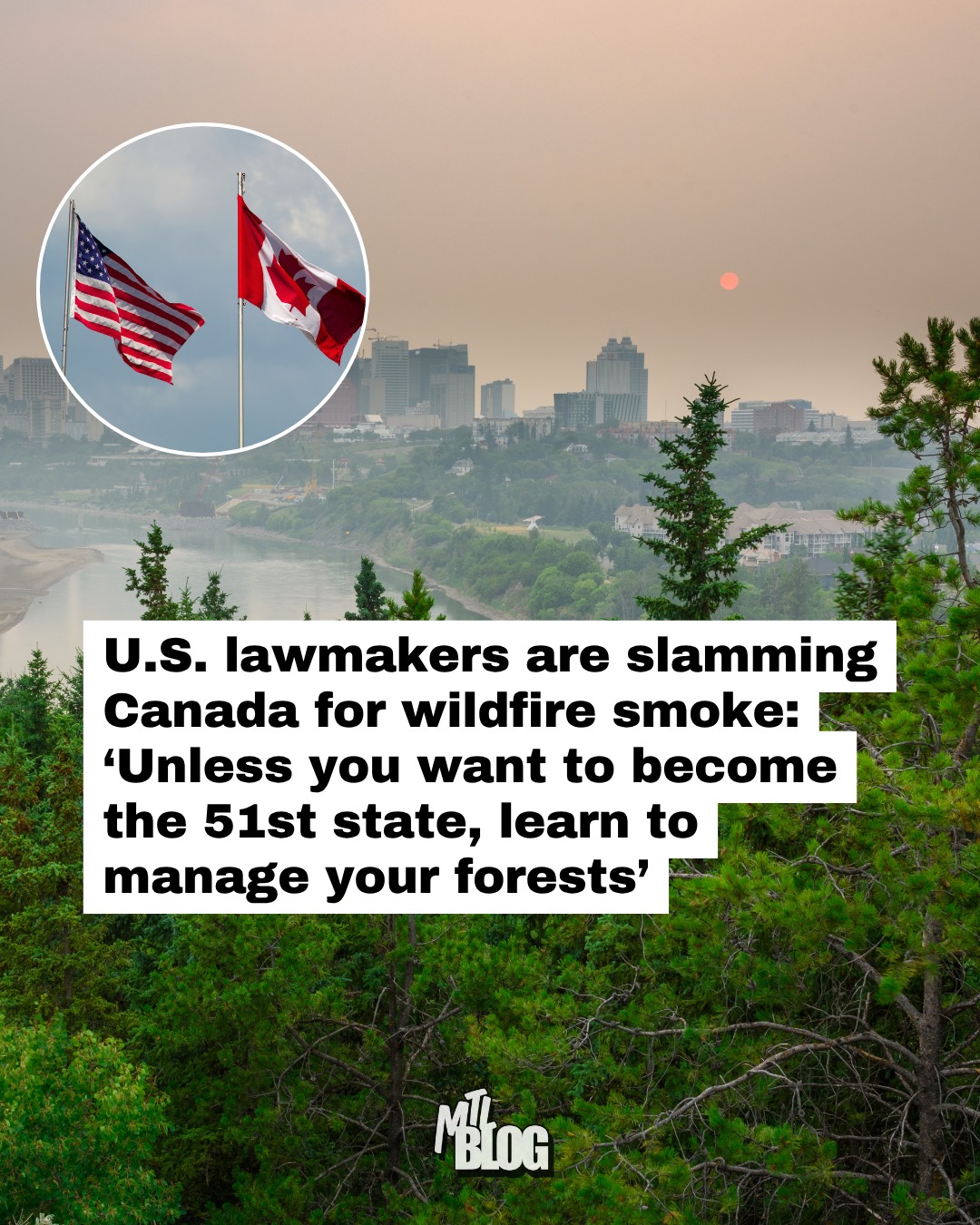 What do you think about this?

As smoke from wildfires burning in northern Ontario continues to spread across the province and into large parts of the U.S., it's prompting sharp criticism from some American lawmakers. 

"Hey Canada, 'just let it burn' is not a solution. Unless you want to become the 51st state, learn to manage your forests," one Republican Michigan state senator said on X on Thursday. 

Four Republican members of Congress from Michigan have also written an open letter to Prime Minister Mark Carney, saying they're "done accepting apologies in place of action." But Carney brushed off the comments, saying fighting climate change is a shared responsibility that includes the U.S.

More on what both sides are saying at the link in the @mtlblog bio.

📸: Petr Smida | Dreamstime, Jacquesdurocher347 | Dreamstime
