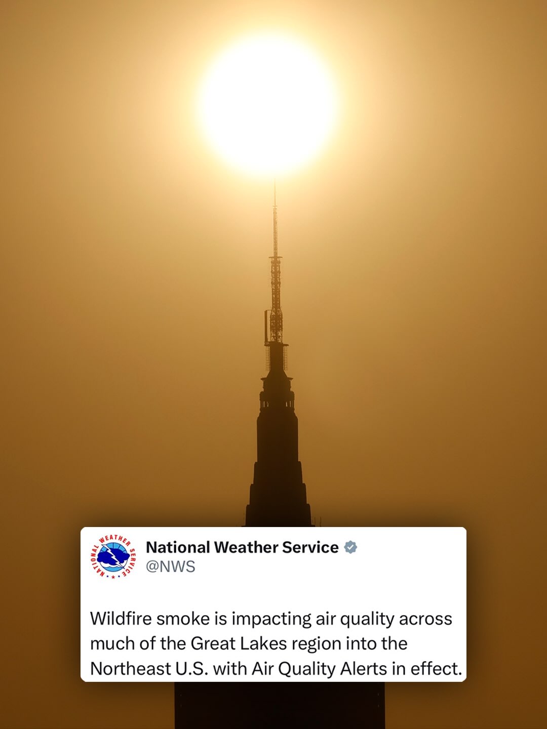 Canadian wildfires have impacted the air quality in the Northeast and Midwestern US‼️👀

Fox reports that air quality in Canada and the Tri-State area has been deemed “unhealthy,” and that residents have been encouraged to wear masks when they leave their homes.

Over 20 US states have suffered, and in select parts of Illinois, Wisconsin and Minnesota, the air quality has been listed as “hazardous.” Health officials have urged people in these areas to stay indoors.