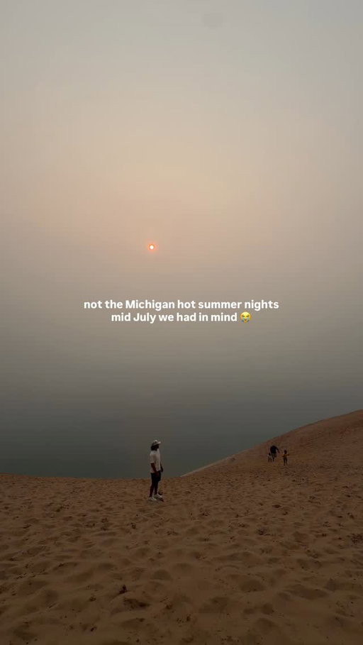 It’s always when you’re trying to show your out of state friend how beautiful Michigan is too 😭😭 First it’s 100 degrees, then it’s diarrhea, and now we can’t breathe from the wildfire smoke. Michiganders are going through it this week 🫠😭

#michigan #sleepingbeardunes #wildfires