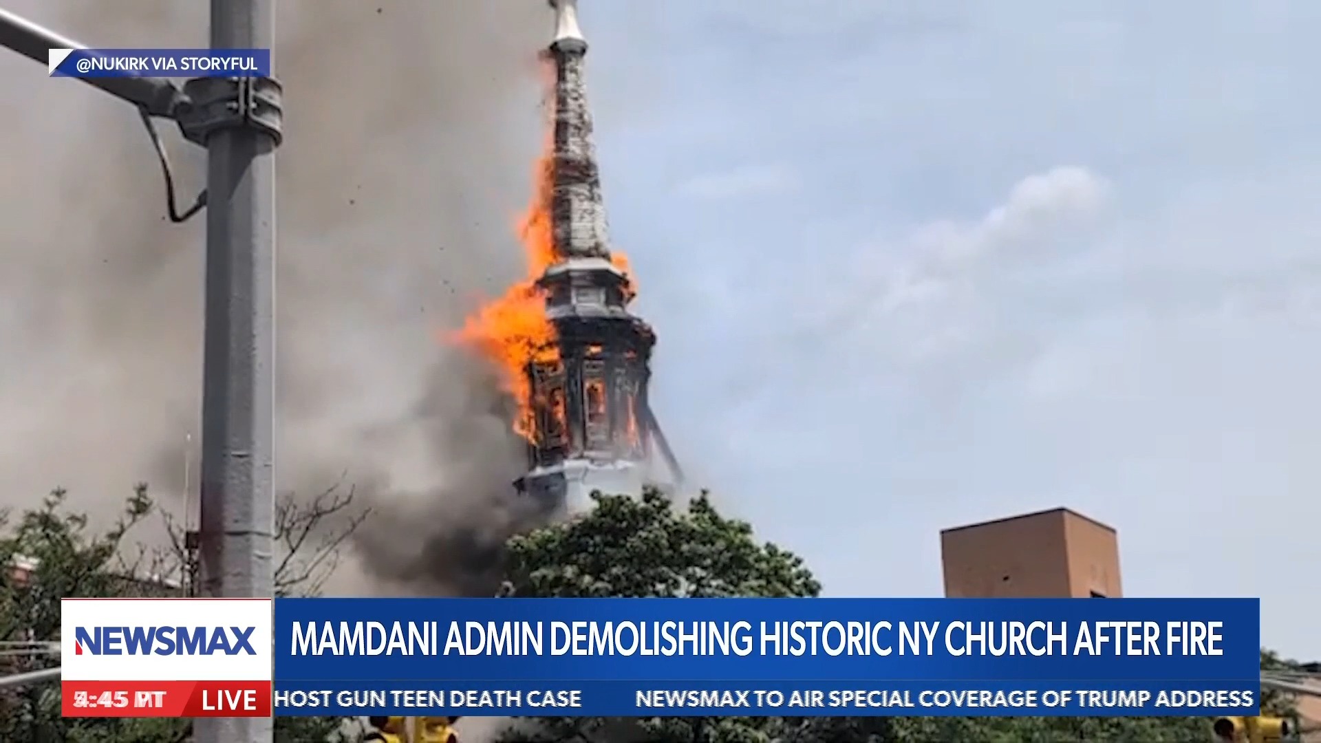 A nearly 200-year-old historic church in NYC is set to be demolished after it was damaged in a suspected arson attack.

"Rob Schmitt Tonight" producer Brent asked if residents had a message for socialist mayor Zohran Mamdani on the issue.