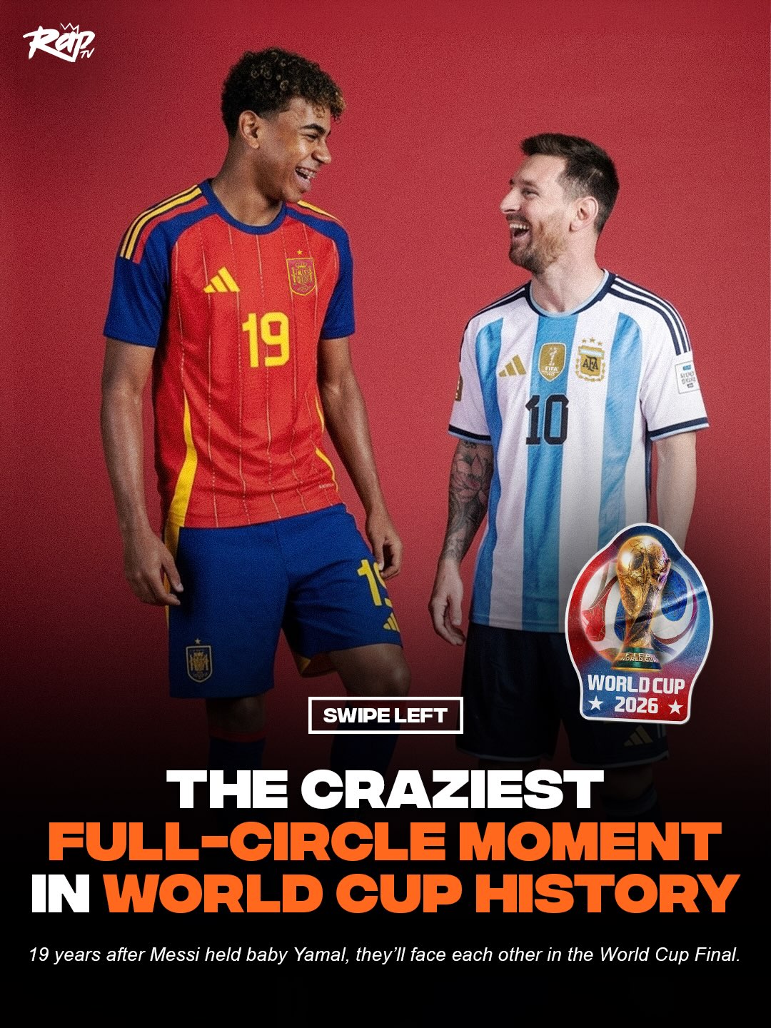 In 2007, a 20-year-old Lionel Messi posed for a UNICEF charity photoshoot. He was randomly paired with a 6-month-old baby who won a local raffle. That baby was Lamine Yamal.

19 years later, they’re facing each other in the World Cup Finals for the first time ever‼️👀

Y’all ready to see these two face off in the World Cup Finals⁉️

📸: @diarosport/Joan Monfort