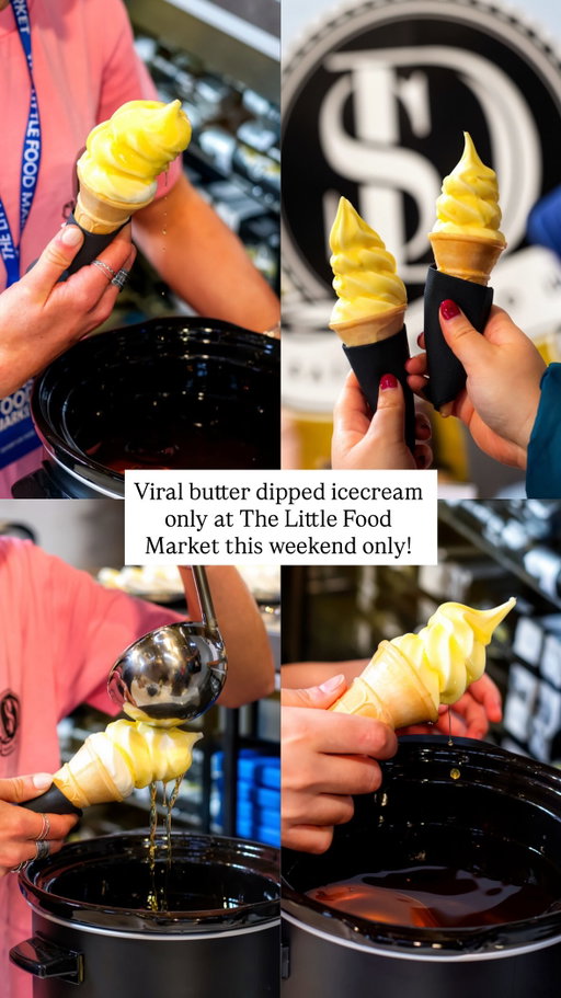 Butter-dipped ice cream & and a chance to win $1,000 prize?This is the Melbourne event you don’t want to miss this weekend. @thelittlefood_market 

From 17–19 July, head to @thelittlefood_market inside the Royal Exhibition Building to try @stdaviddairy viral butter-dipped ice cream. The buttery coating sets into a delicate shell around creamy ice cream, making every bite incredibly satisfying.

And that’s not all... they’re also running a $1,000 prize giveaway exclusively at the venue, so you’ll want to enter while you’re there! 

Whether you’re a dessert lover or just looking for something fun to do this weekend, this is your sign to go.
📍 Royal Exhibition Building, Melbourne
📅 17–19 July ONLY

Save this for the weekend, send it to your dessert-loving friend, and don’t miss your chance to try it before it’s gone!

[invite]