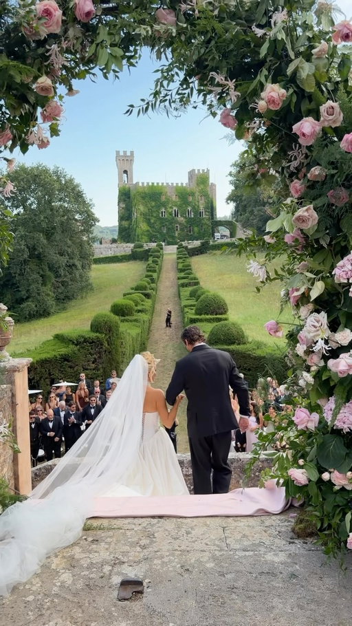 This still feels like a dream 🤍😭
•
Content: @socialbridescollective 
planners- @mudaricreative
Photographer-@bushwhacked
hair artist- @Dompellihair
florist- @tepeesauvage
wedding venue- @castellodicelsa
gown designer and store- @kimkassascouture and @bridalreflectionsny
suit attire- @toddsnyderny
DJ- @pazdisco
cake- @sugarcups_cake_design
hair artist- @Dompellihair
makeup- bride
signage artist + invite designer- @studioycreative
caterer- @terra.e.gusto.siena
video- @karliannefilms
Drapery: @winstonandwinstonflowers 
Tan by: @_billysalon
Cocktail Catering: @dip_cocktail_events
Car rental: @hpe_classics